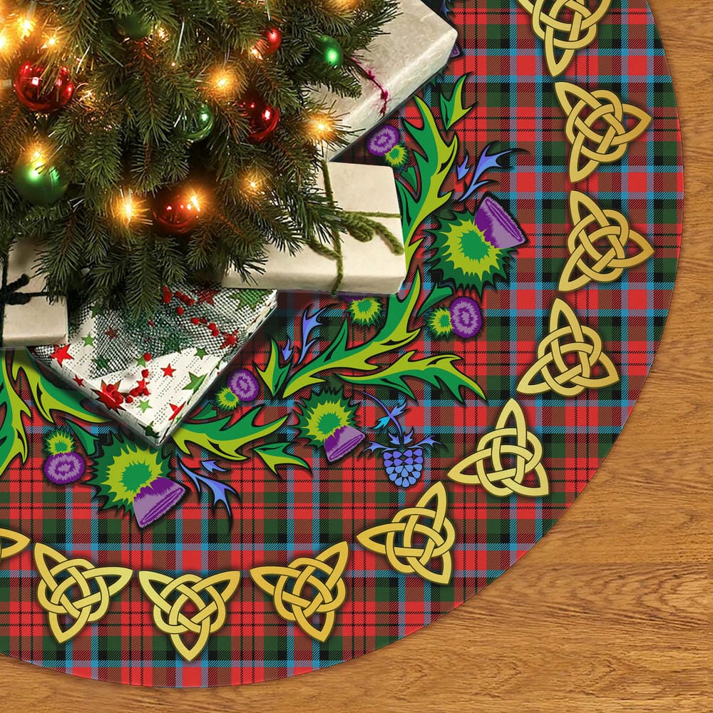 Scottish MacDuff Modern Tartan Thistle Celtic Knot Christmas Tree Skirt - Image 2
