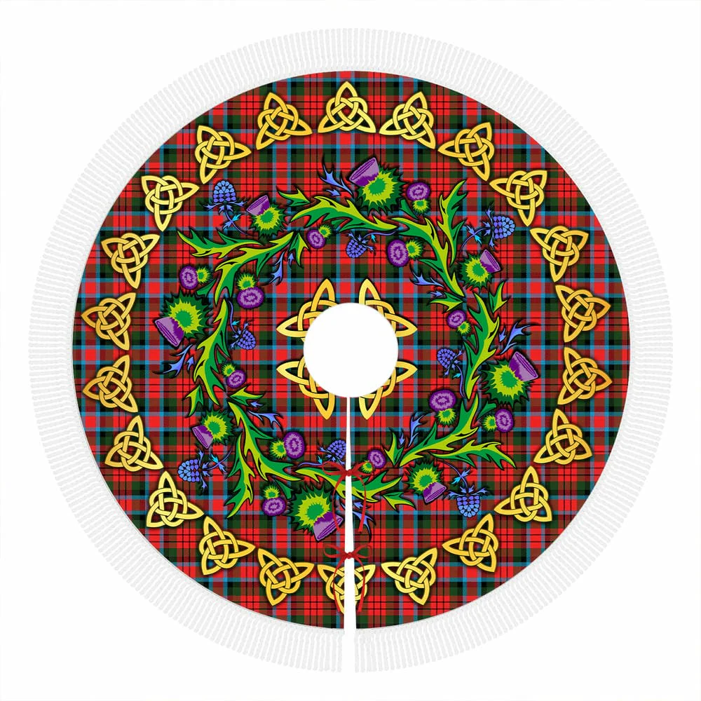 Scottish MacDuff Modern Tartan Thistle Celtic Knot Christmas Tree Skirt - Image 4