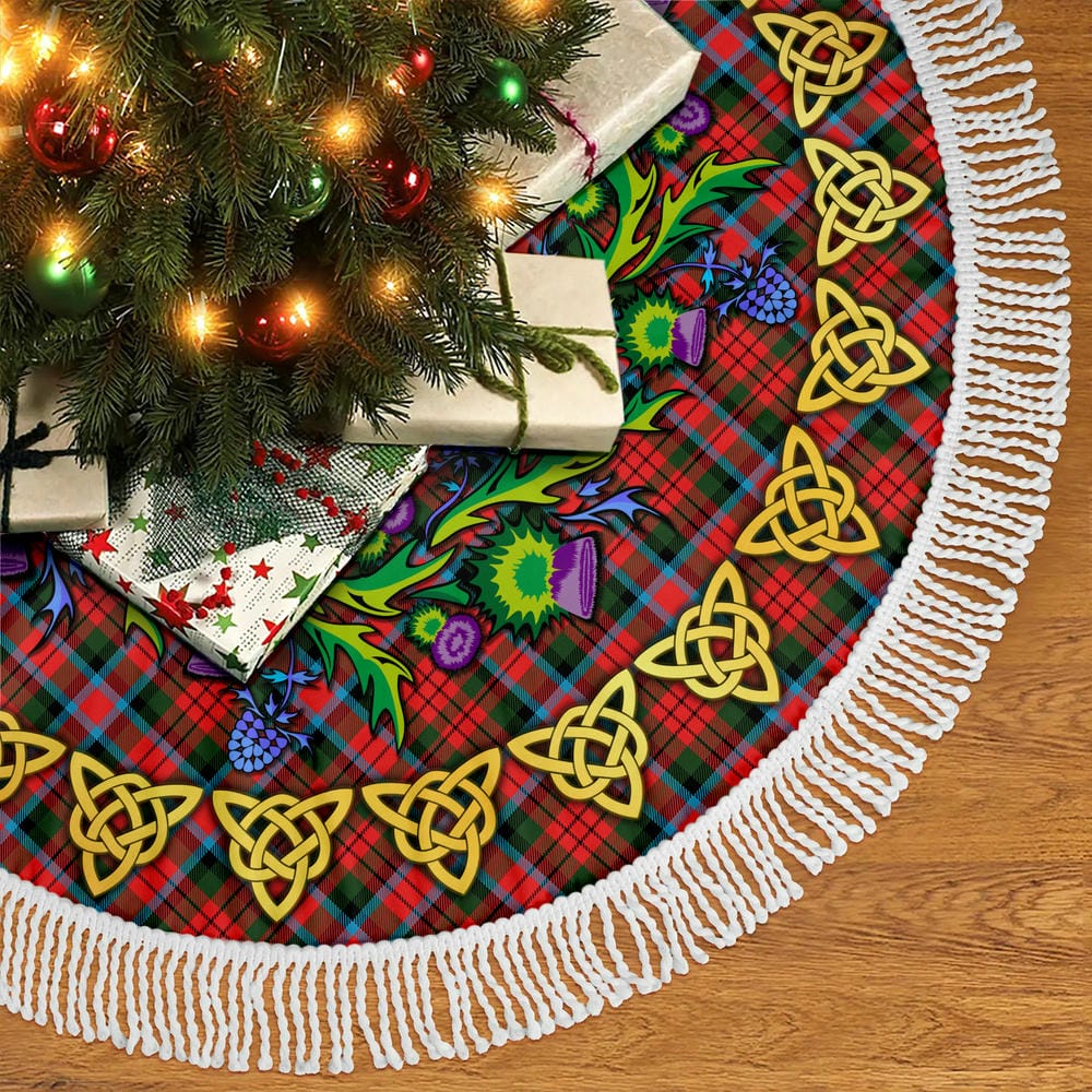 Scottish MacDuff Modern Tartan Thistle Celtic Knot Christmas Tree Skirt - Image 5