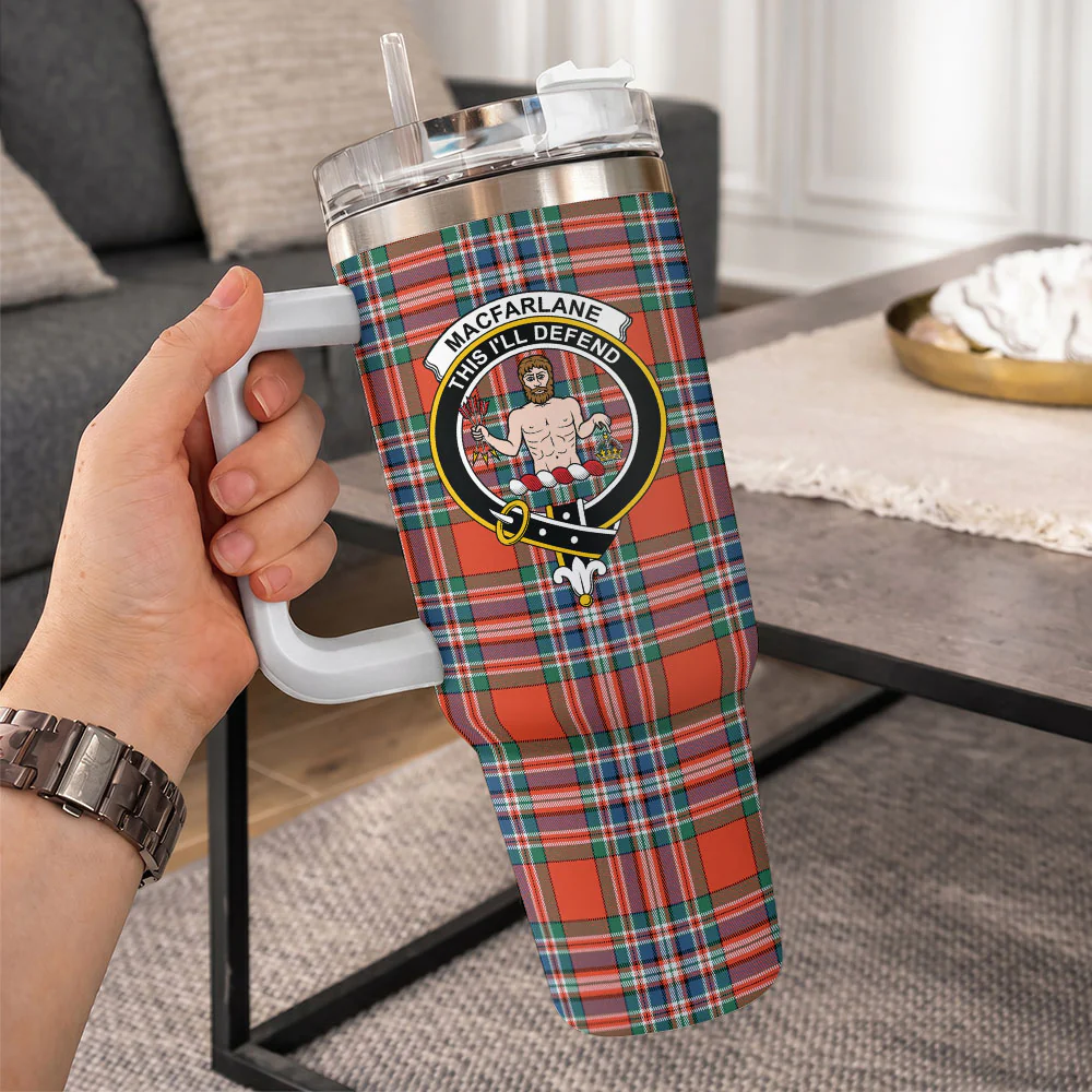 Scottish MacFarlane Ancient Clan Badge Tartan 40oz Tumbler - Image 10
