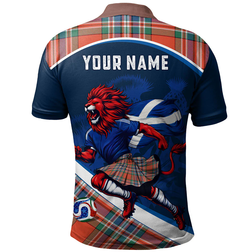 Scottish MacFarlane Ancient Clan Badge Tartan Polo Shirt Scotland Lion Brave Highland Spirit - Image 2