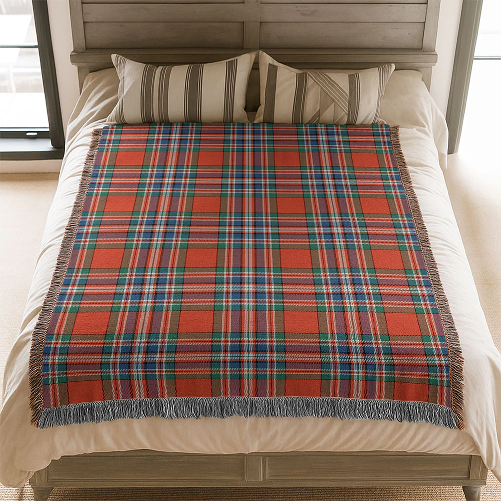 Scottish MacFarlane Ancient Clan Badge Tartan Woven Blanket - Image 3