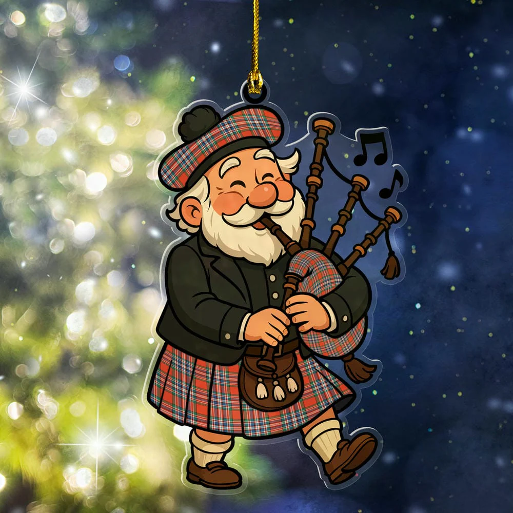 Scottish MacFarlane Ancient Tartan Ornament Scottish Santa In Kilt