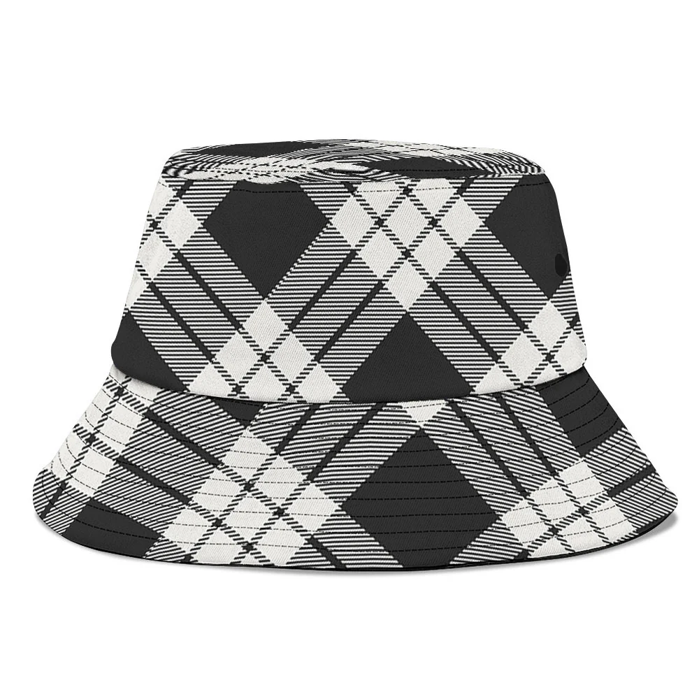 Scottish MacFarlane Black & White Ancient Clan Badge Tartan Bucket Hat