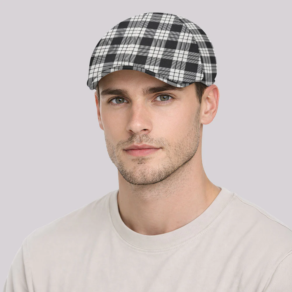 Scottish MacFarlane Black & White Ancient Clan Badge Tartan Ivy Cap - Image 3