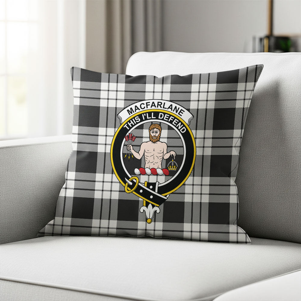 Scottish MacFarlane Black & White Ancient Clan Badge Tartan Pillow Case - Image 2