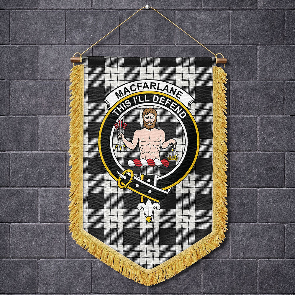 Scottish MacFarlane Black & White Ancient Clan Badge Tartan Wall Hanging Banner