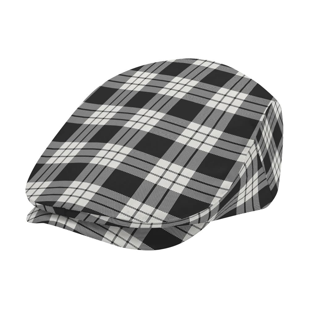 Scottish MacFarlane Black & White Ancient Tartan Flat Cap - Image 2
