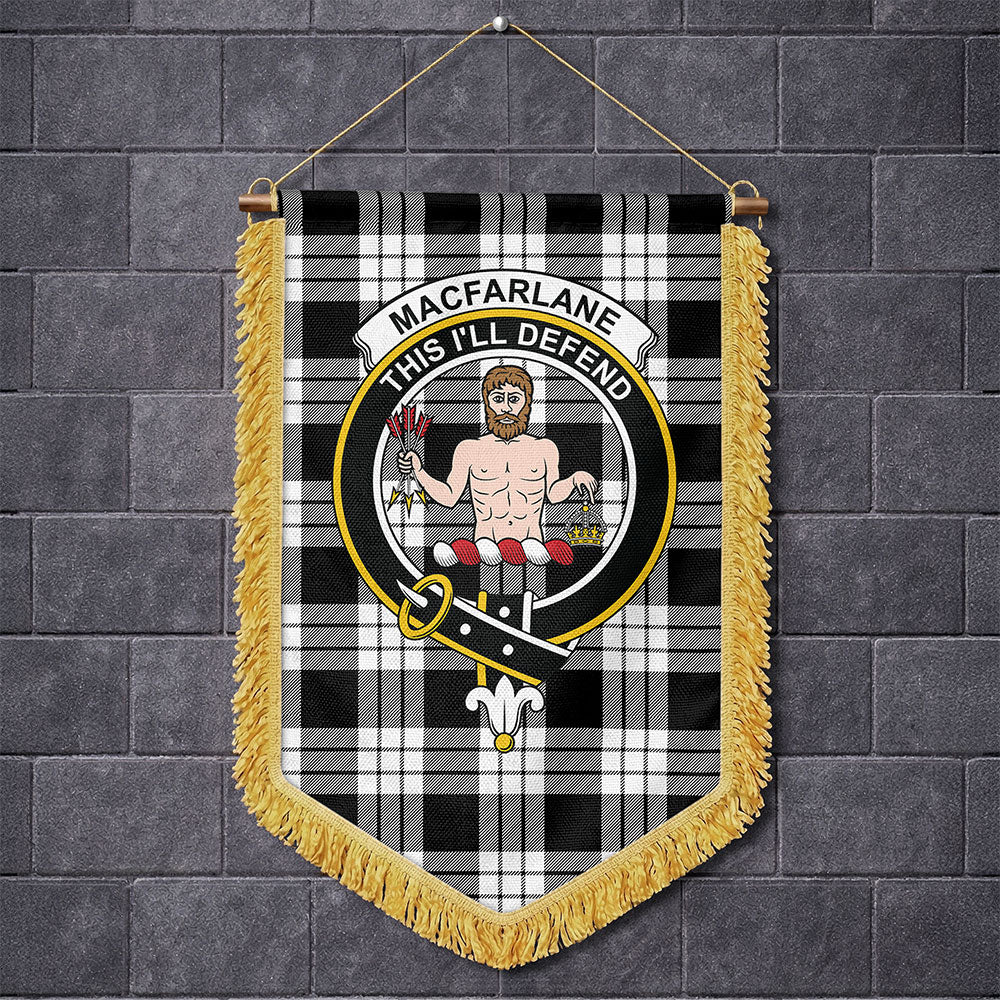 Scottish MacFarlane Black & White Clan Badge Tartan Wall Hanging Banner