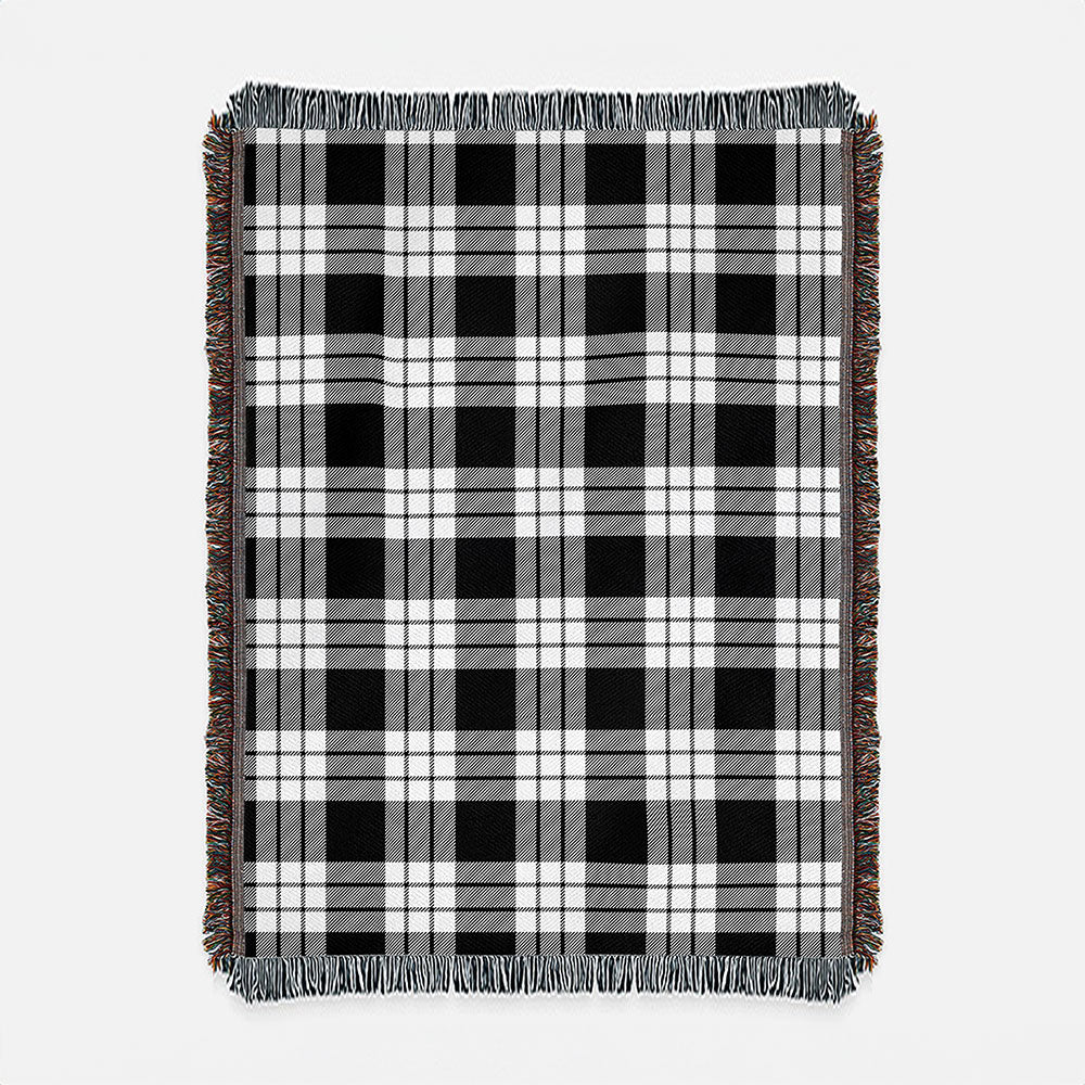Scottish MacFarlane Black & White Clan Badge Tartan Woven Blanket
