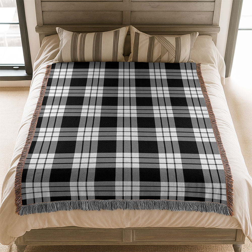 Scottish MacFarlane Black & White Clan Badge Tartan Woven Blanket - Image 3
