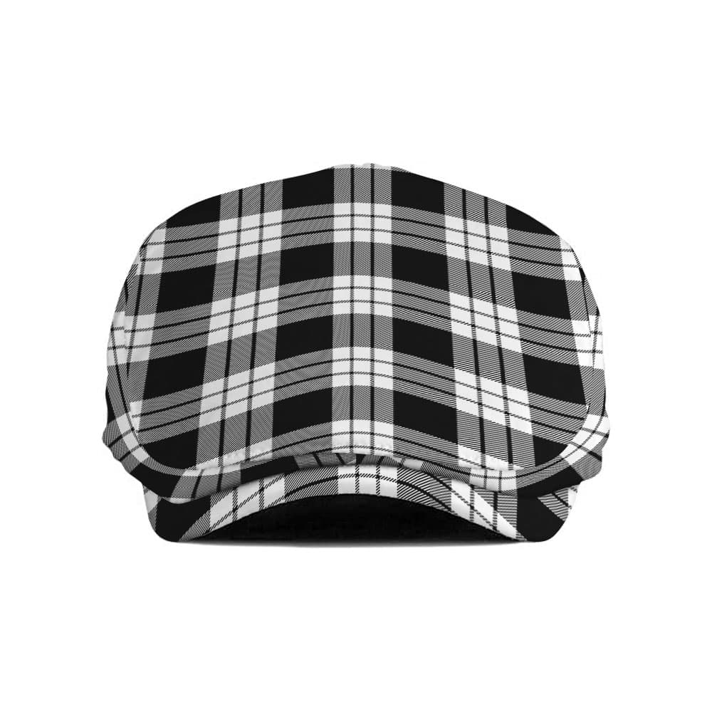 Scottish MacFarlane Black & White Tartan Flat Cap