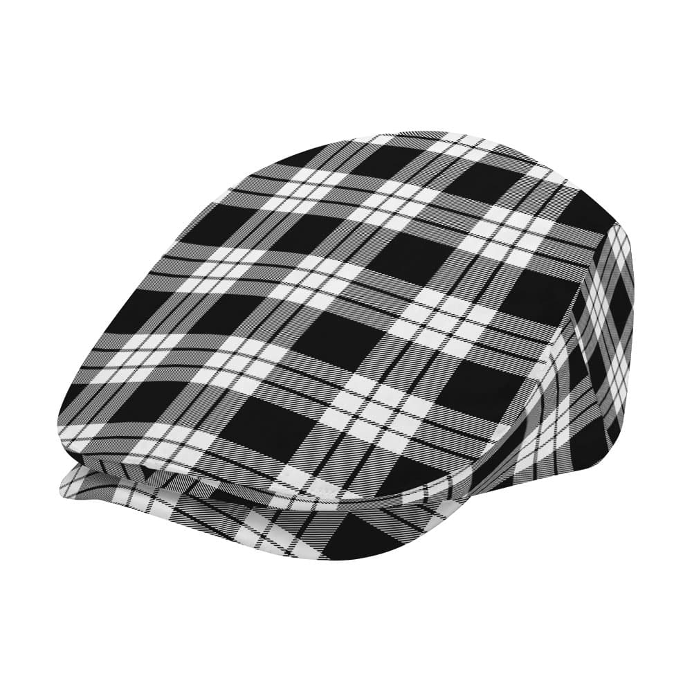 Scottish MacFarlane Black & White Tartan Flat Cap - Image 2