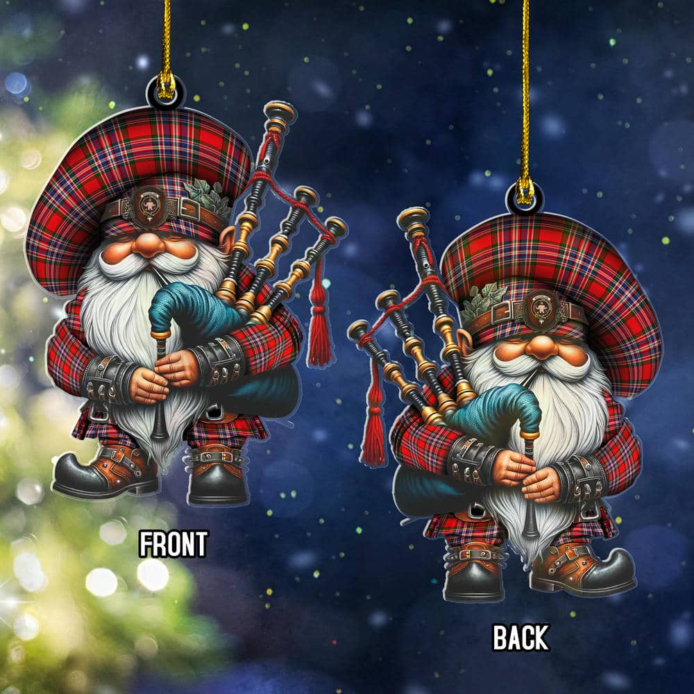 Scottish MacFarlane Clan Badge Tartan Bagpiper Gnome Ornament - Image 2