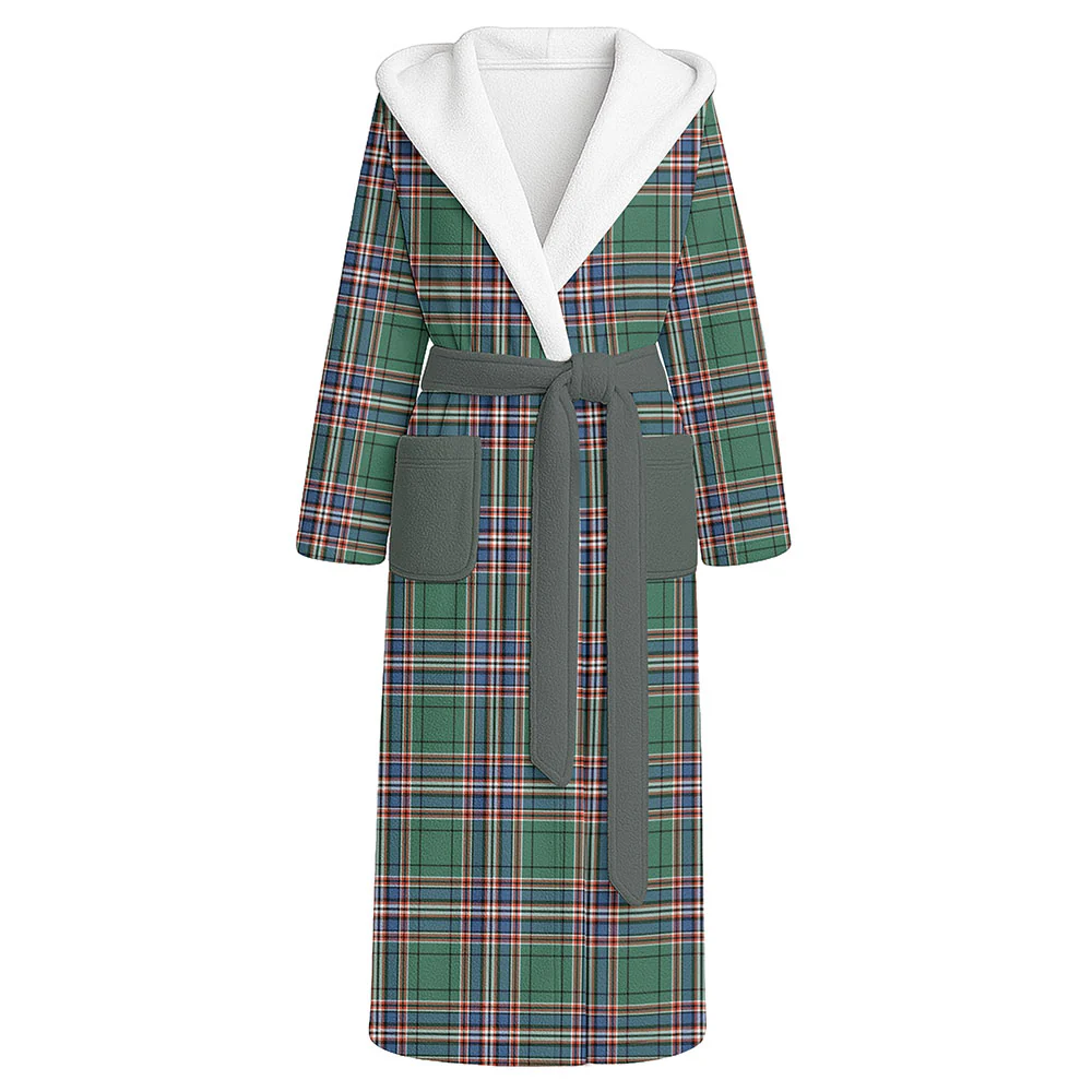 Scottish MacFarlane Hunting Ancient Clan Badge Tartan Flannel Hooded Bathrobe