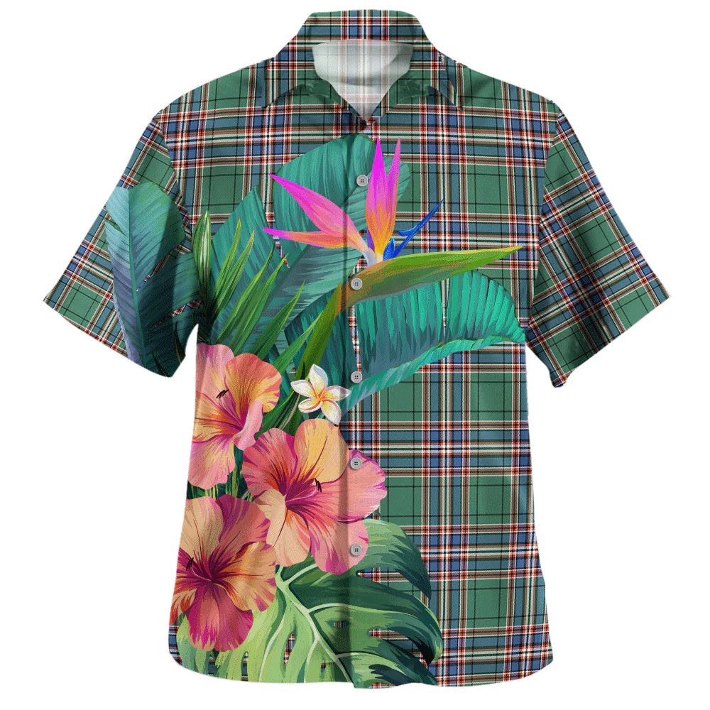 Scottish MacFarlane Hunting Ancient Clan Badge Tartan Hawaiian Shirt Bouquet Tropical Style - Image 2