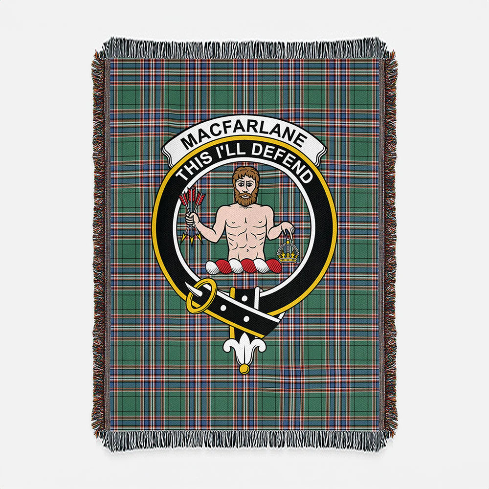 Scottish MacFarlane Hunting Ancient Clan Badge Tartan Woven Blanket - Image 2