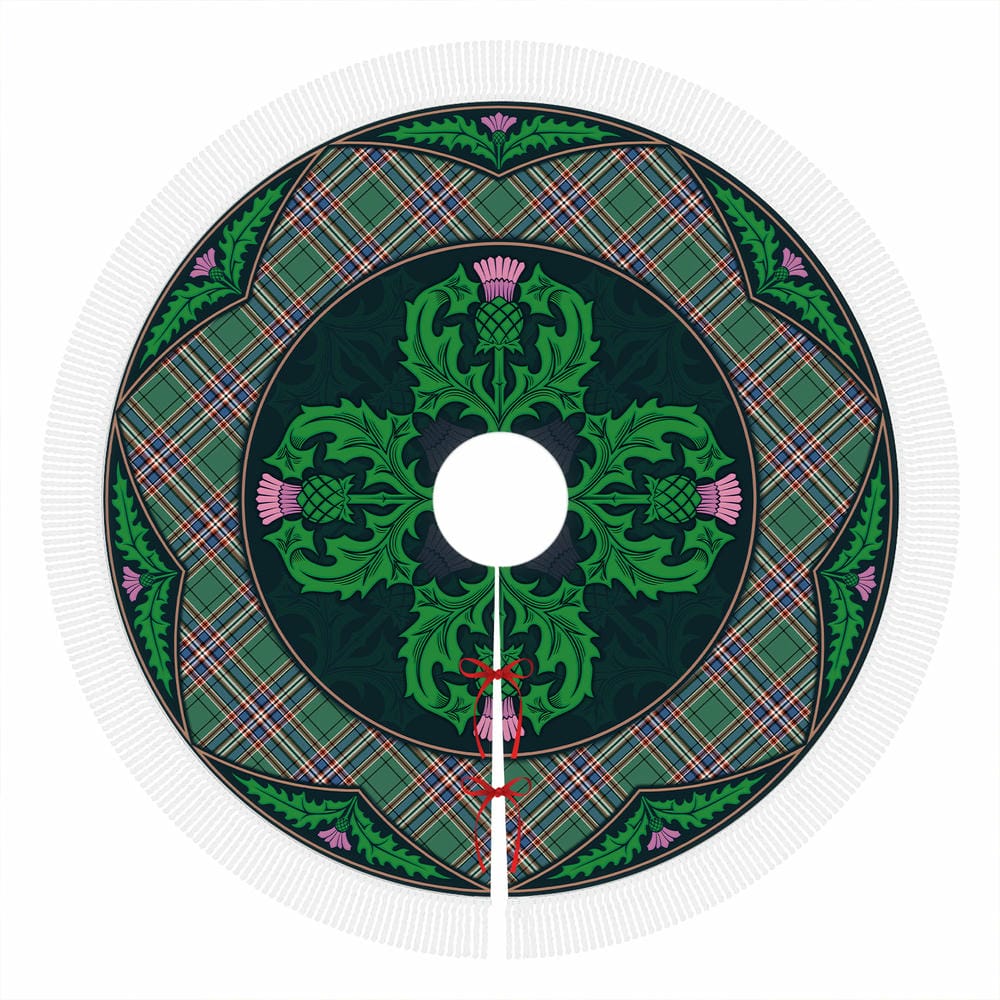 Scottish MacFarlane Hunting Ancient Tartan Christmas Tree Skirt Old Scottish Thistle Flower - Image 4