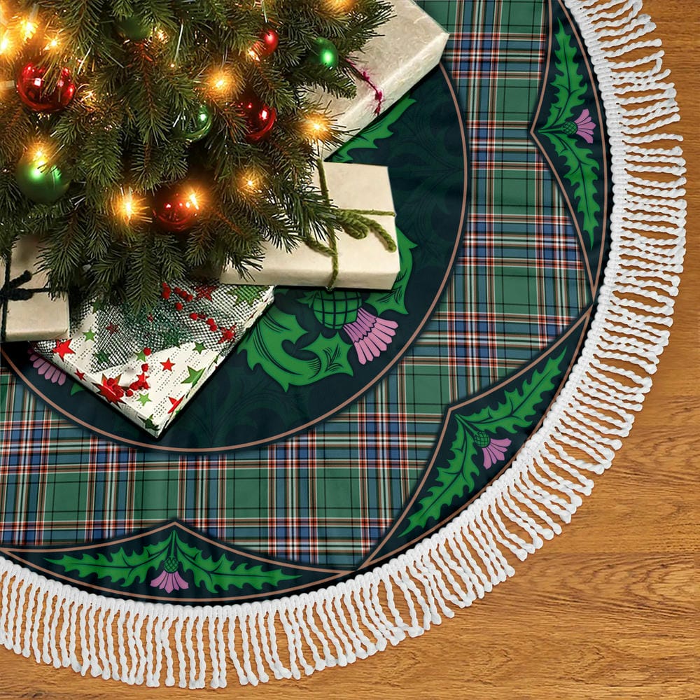 Scottish MacFarlane Hunting Ancient Tartan Christmas Tree Skirt Old Scottish Thistle Flower - Image 5