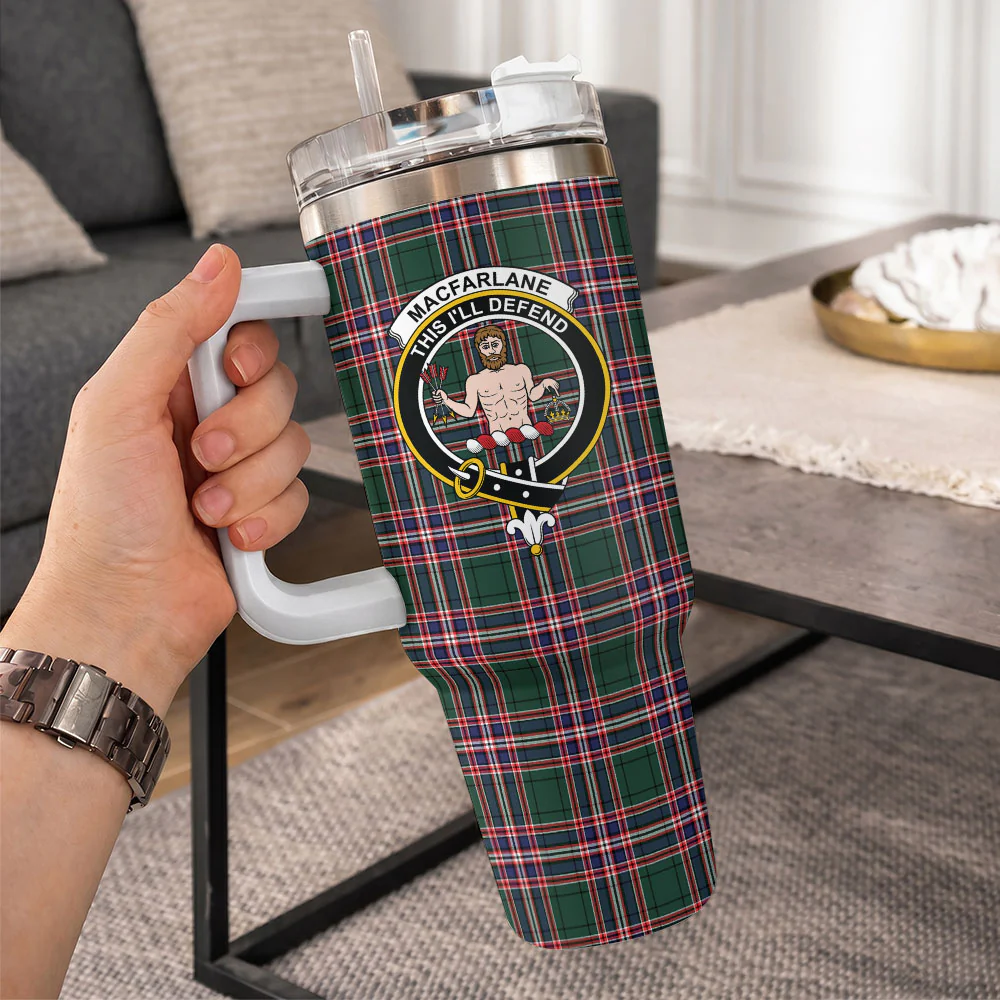 Scottish MacFarlane Hunting Modern Clan Badge Tartan 40oz Tumbler - Image 10