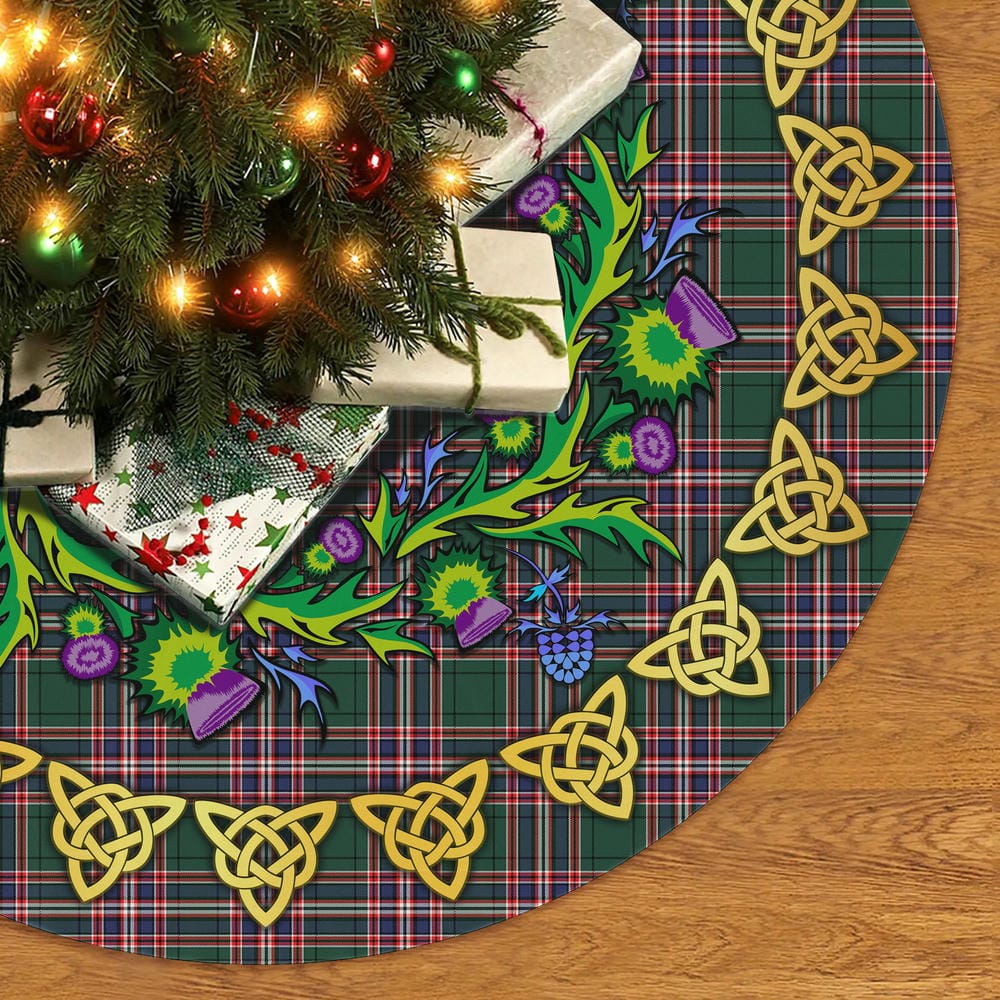 Scottish MacFarlane Hunting Modern Tartan Thistle Celtic Knot Christmas Tree Skirt - Image 2