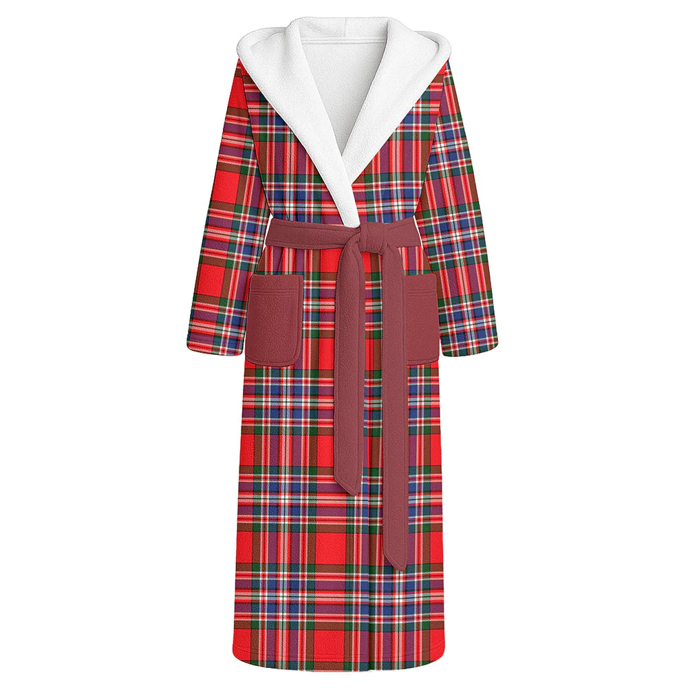 Scottish MacFarlane Modern Clan Badge Tartan Flannel Hooded Bathrobe