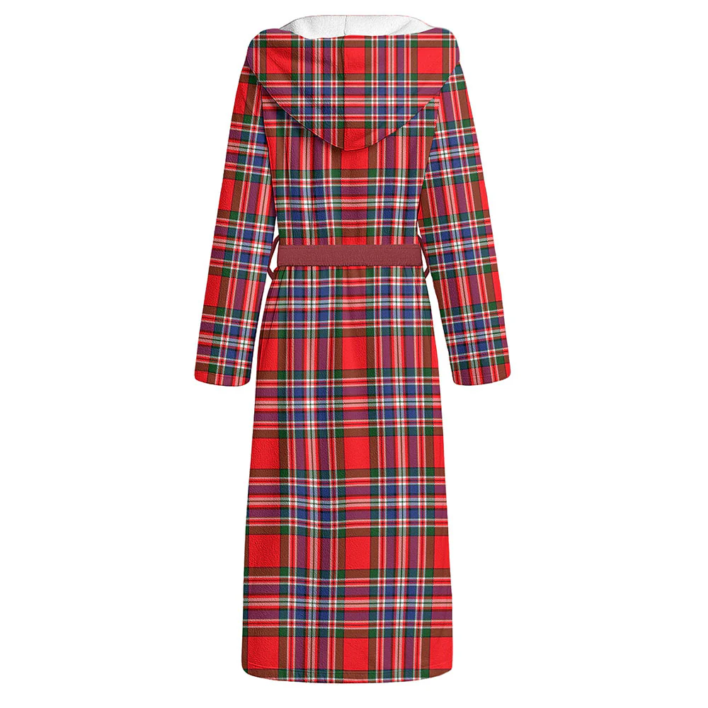 Scottish MacFarlane Modern Clan Badge Tartan Flannel Hooded Bathrobe - Image 2