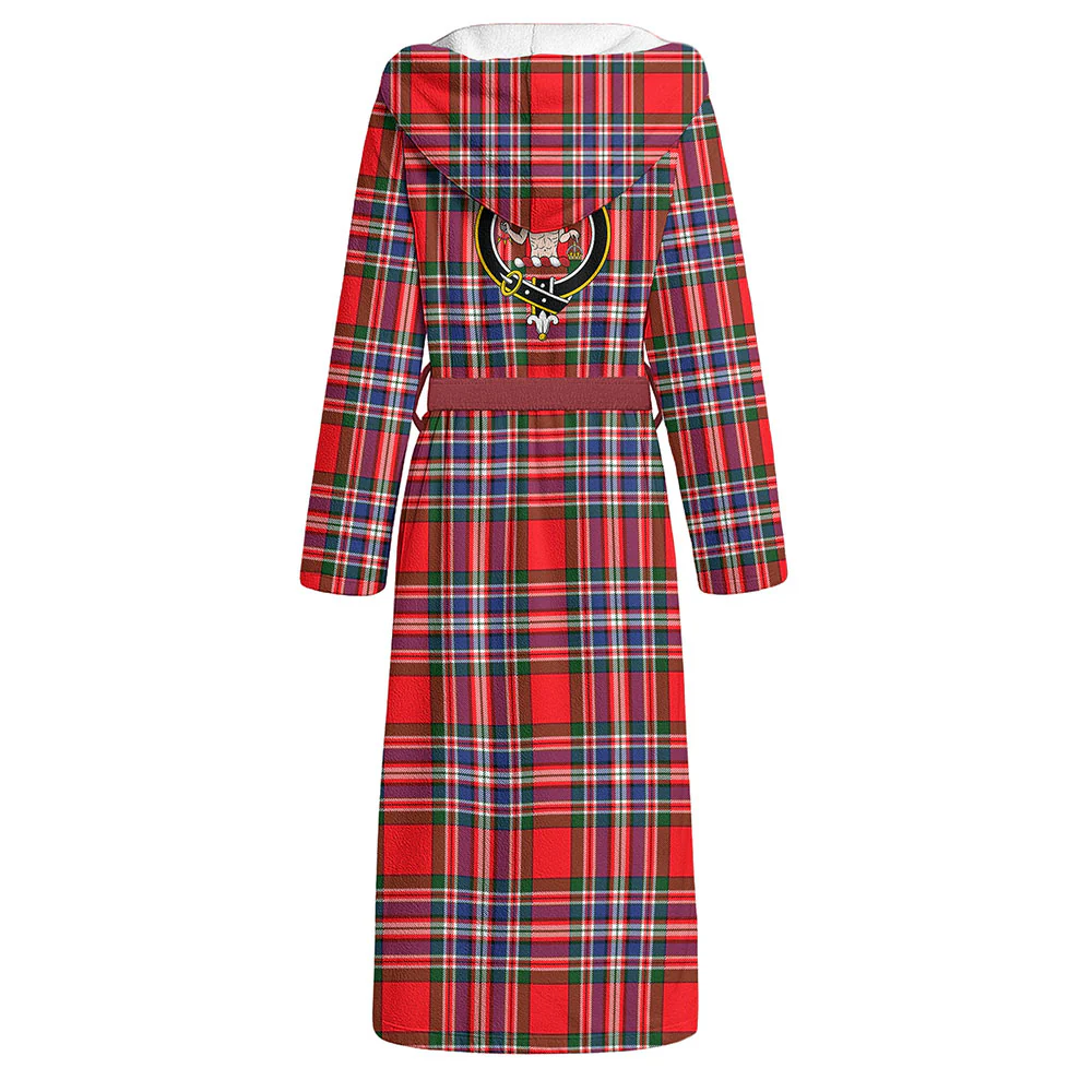 Scottish MacFarlane Modern Clan Badge Tartan Flannel Hooded Bathrobe - Image 3