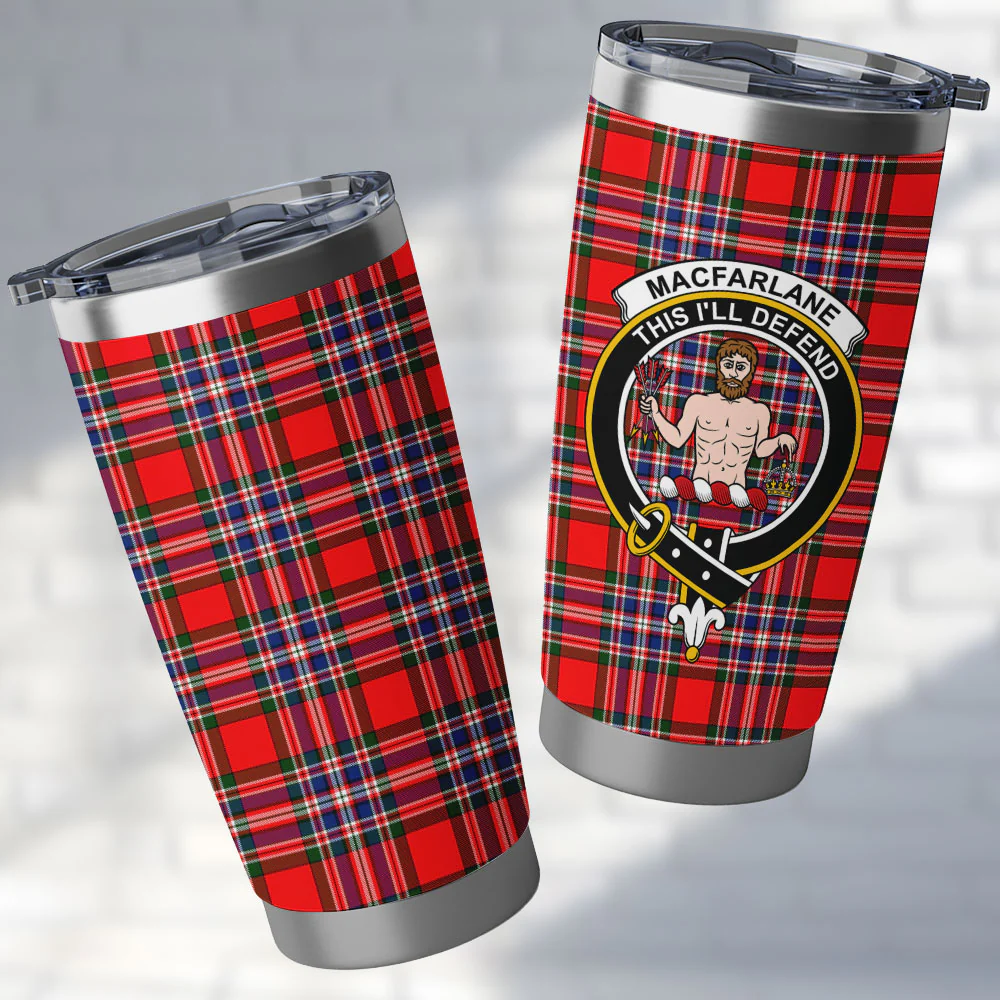 Scottish MacFarlane Modern Clan Badge Tartan Tumbler