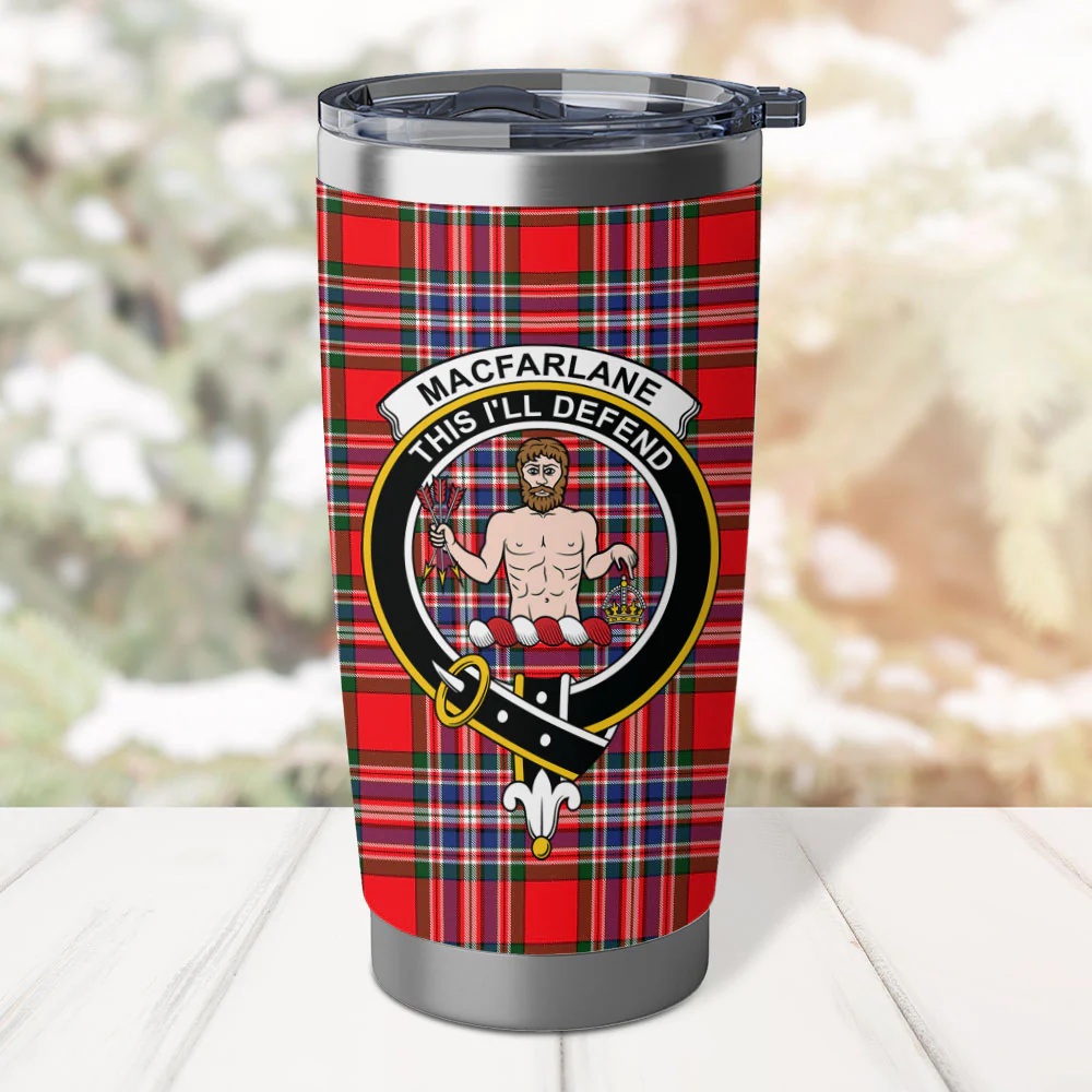 Scottish MacFarlane Modern Clan Badge Tartan Tumbler - Image 2