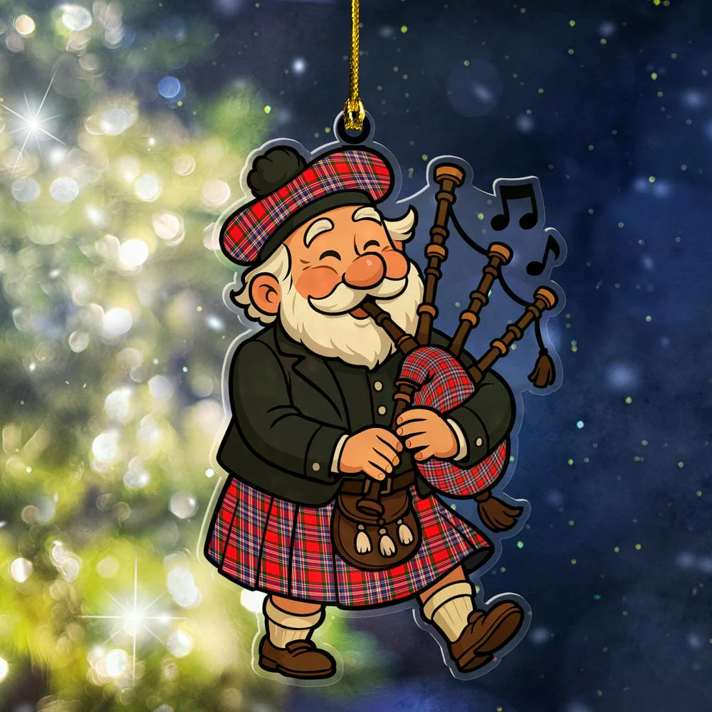 Scottish MacFarlane Modern Tartan Ornament Scottish Santa In Kilt