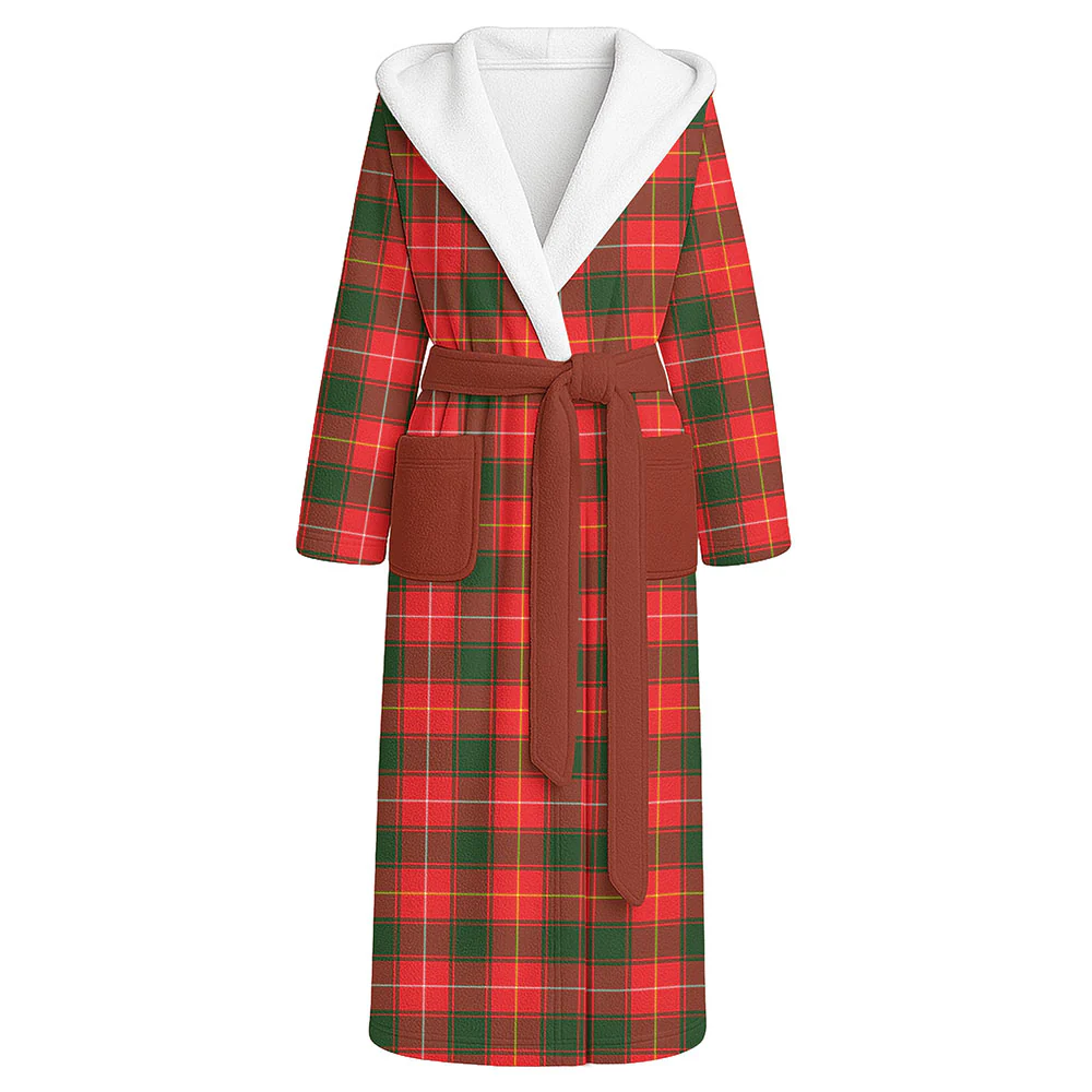 Scottish MacFie Clan Badge Tartan Flannel Hooded Bathrobe