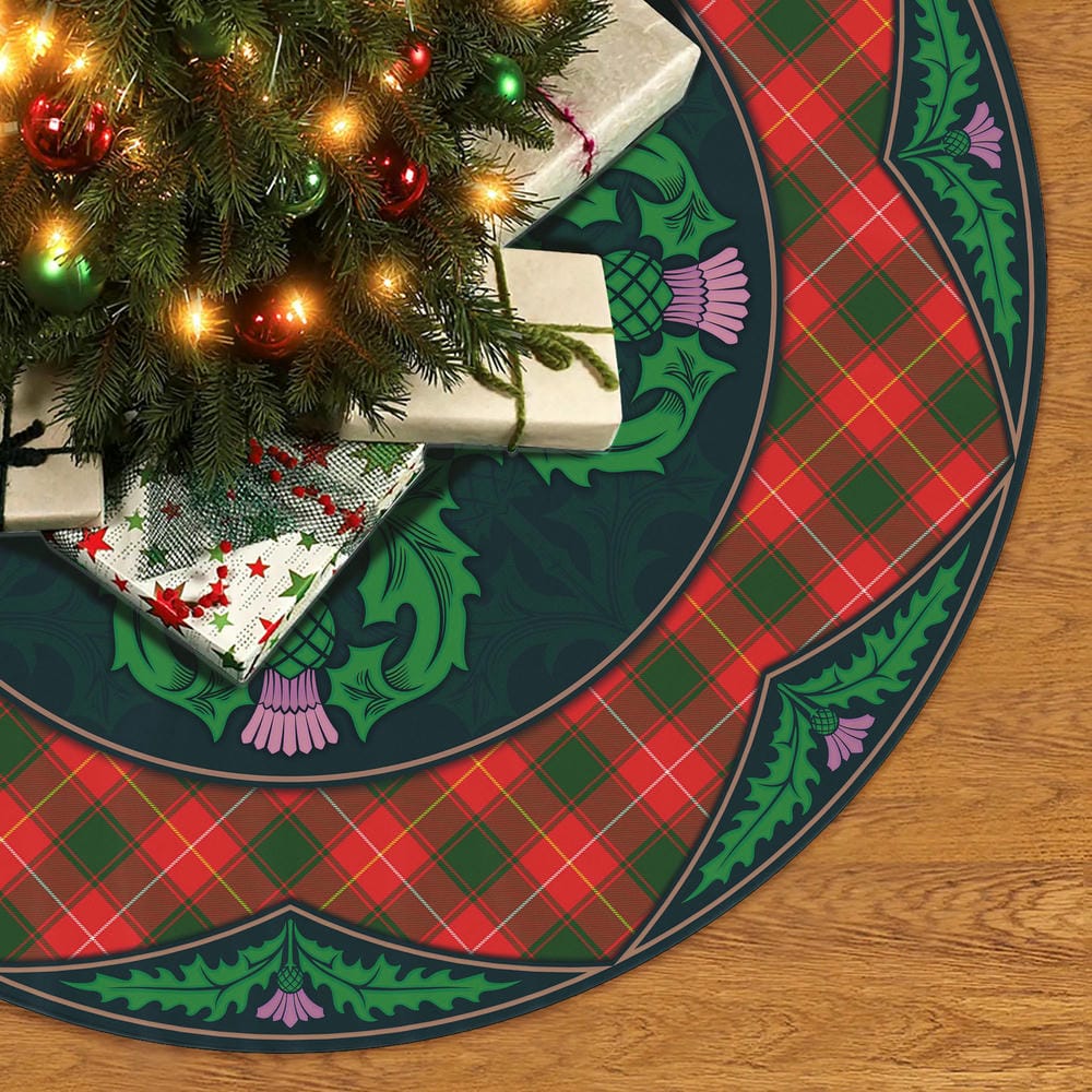 Scottish MacFie Tartan Christmas Tree Skirt Old Scottish Thistle Flower - Image 2