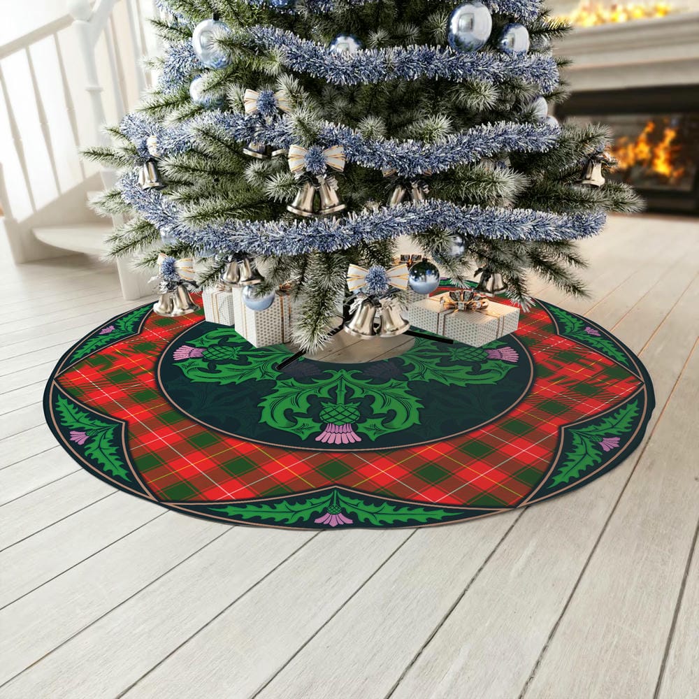 Scottish MacFie Tartan Christmas Tree Skirt Old Scottish Thistle Flower - Image 3