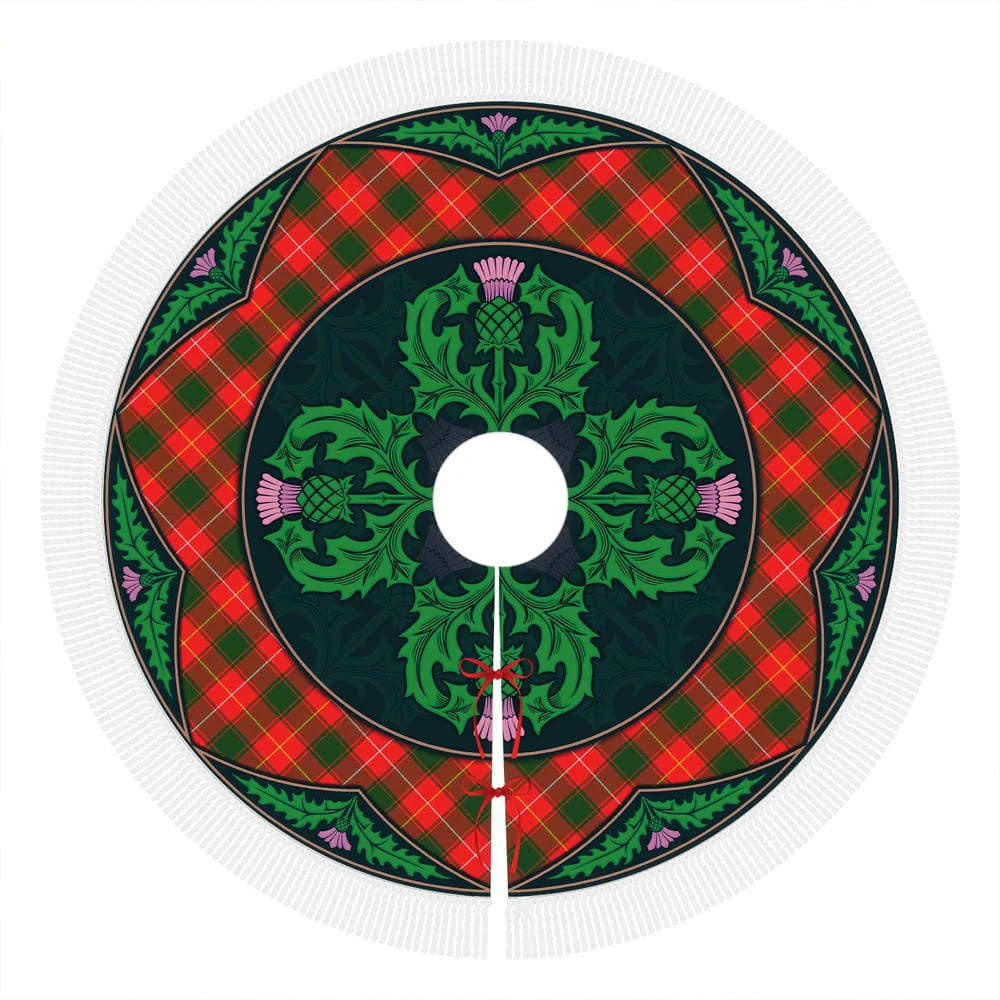 Scottish MacFie Tartan Christmas Tree Skirt Old Scottish Thistle Flower - Image 4