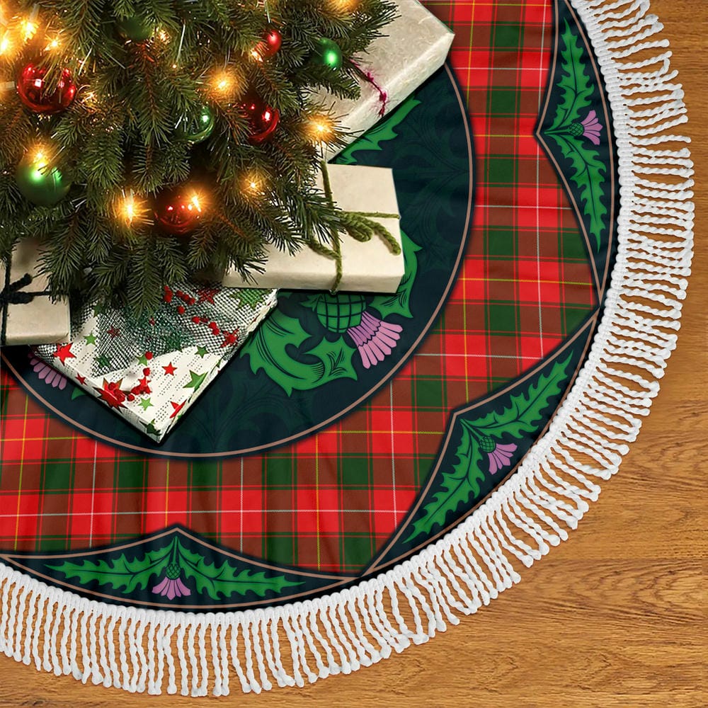Scottish MacFie Tartan Christmas Tree Skirt Old Scottish Thistle Flower - Image 5