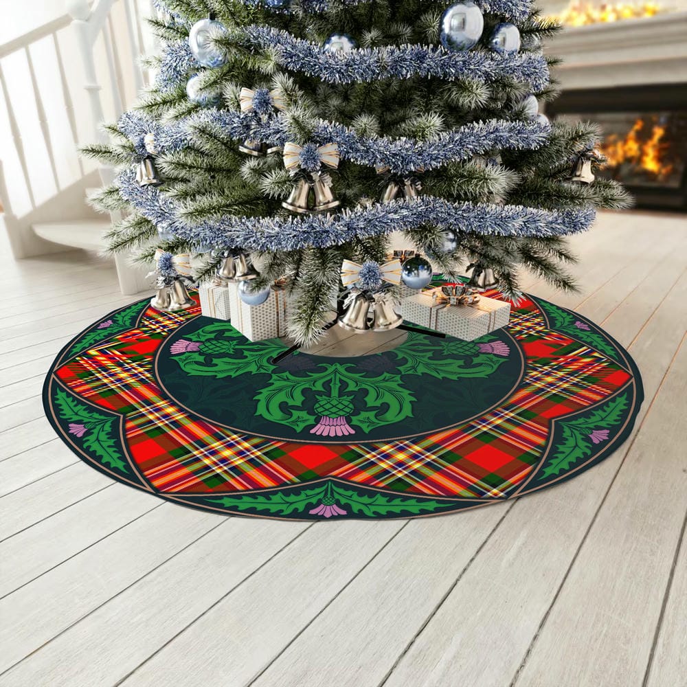 Scottish MacGill Modern Tartan Christmas Tree Skirt Old Scottish Thistle Flower - Image 3