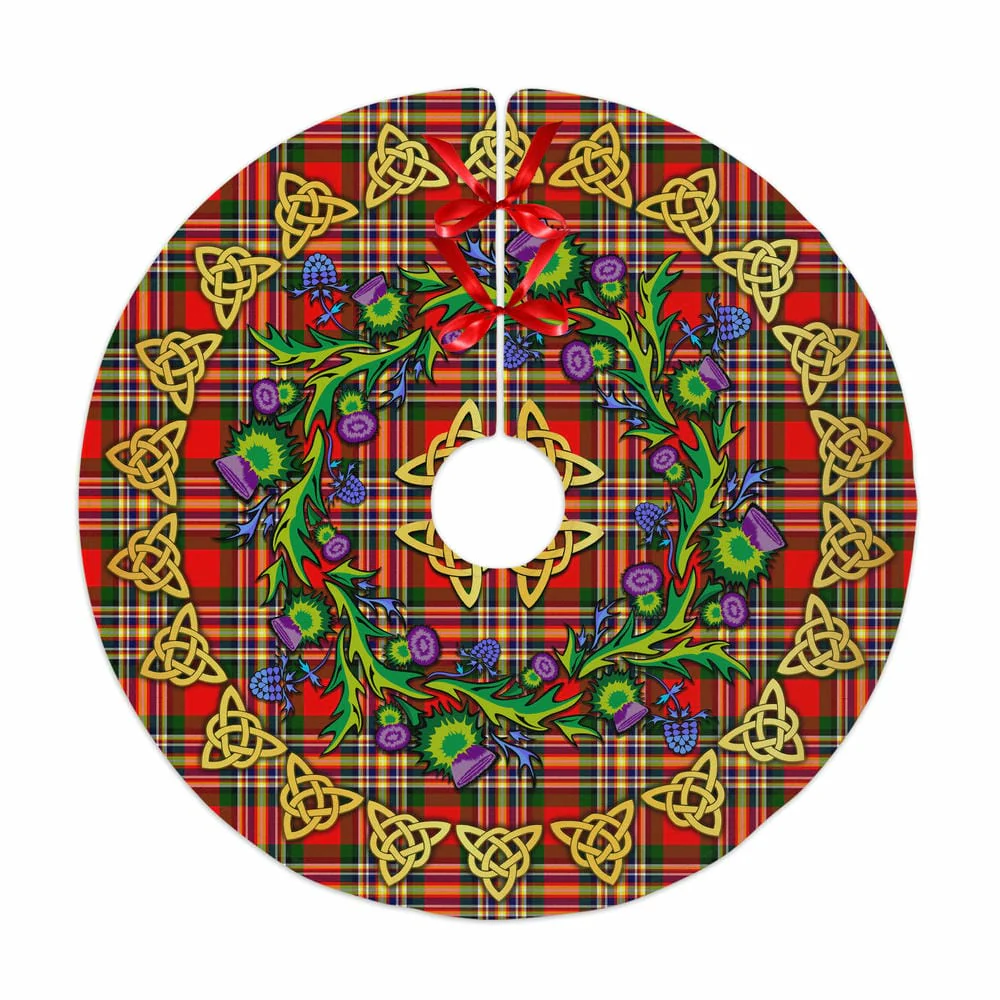 Scottish MacGill Modern Tartan Thistle Celtic Knot Christmas Tree Skirt