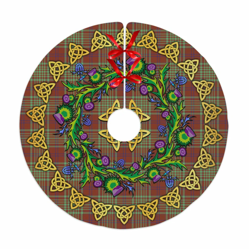 Scottish MacGillivray Hunting Ancient Tartan Thistle Celtic Knot Christmas Tree Skirt