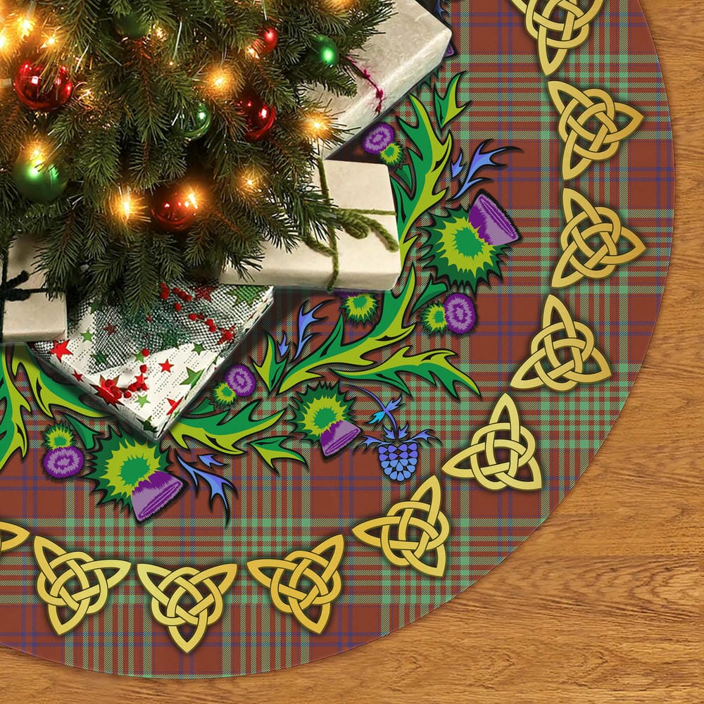 Scottish MacGillivray Hunting Ancient Tartan Thistle Celtic Knot Christmas Tree Skirt - Image 2