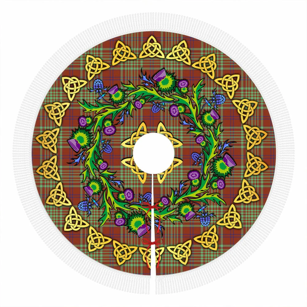 Scottish MacGillivray Hunting Ancient Tartan Thistle Celtic Knot Christmas Tree Skirt - Image 4
