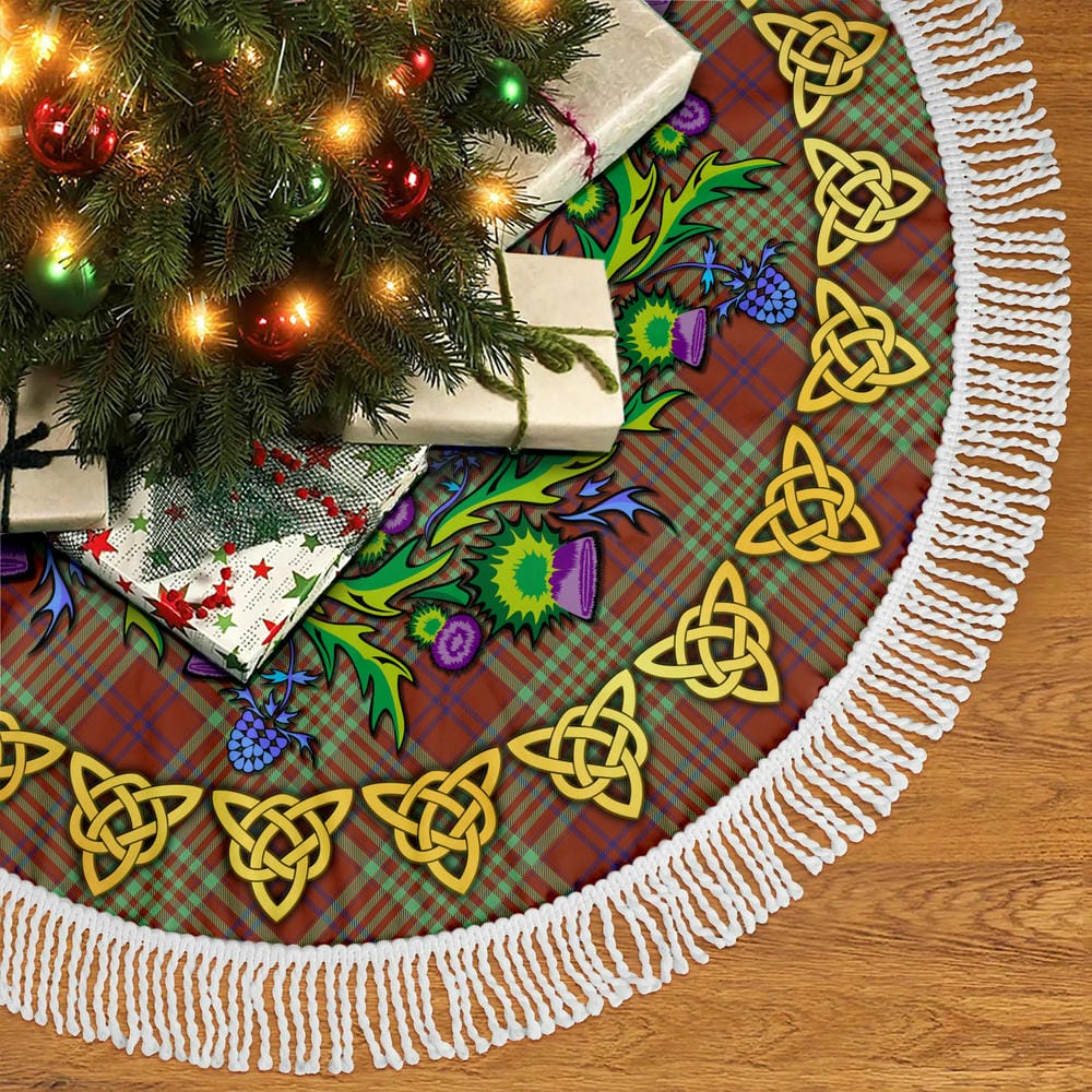 Scottish MacGillivray Hunting Ancient Tartan Thistle Celtic Knot Christmas Tree Skirt - Image 5