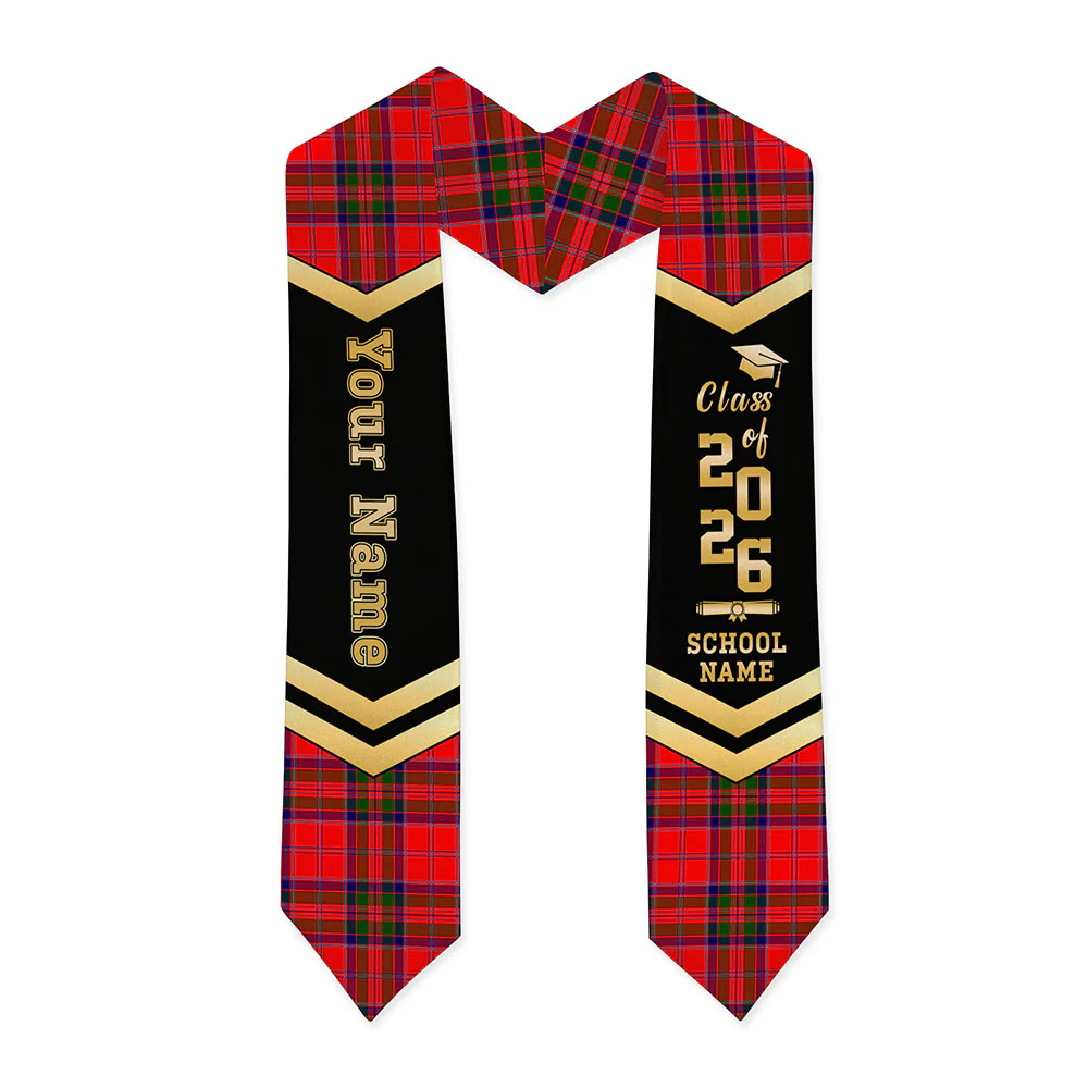 Scottish MacGillivray Modern Clan Badge Tartan Graduation Stole Black Gold Honor - Image 3