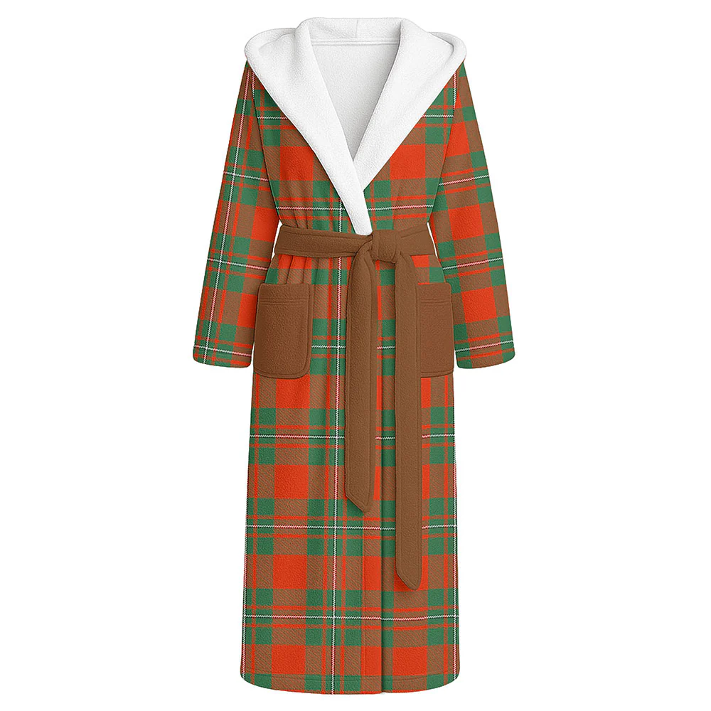Scottish MacGregor Ancient Clan Badge Tartan Flannel Hooded Bathrobe