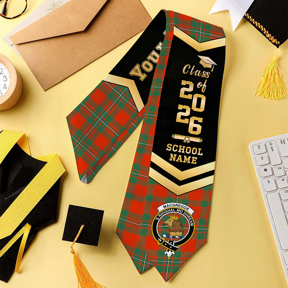 Scottish MacGregor Ancient Clan Badge Tartan Graduation Stole Black Gold Honor - Image 4