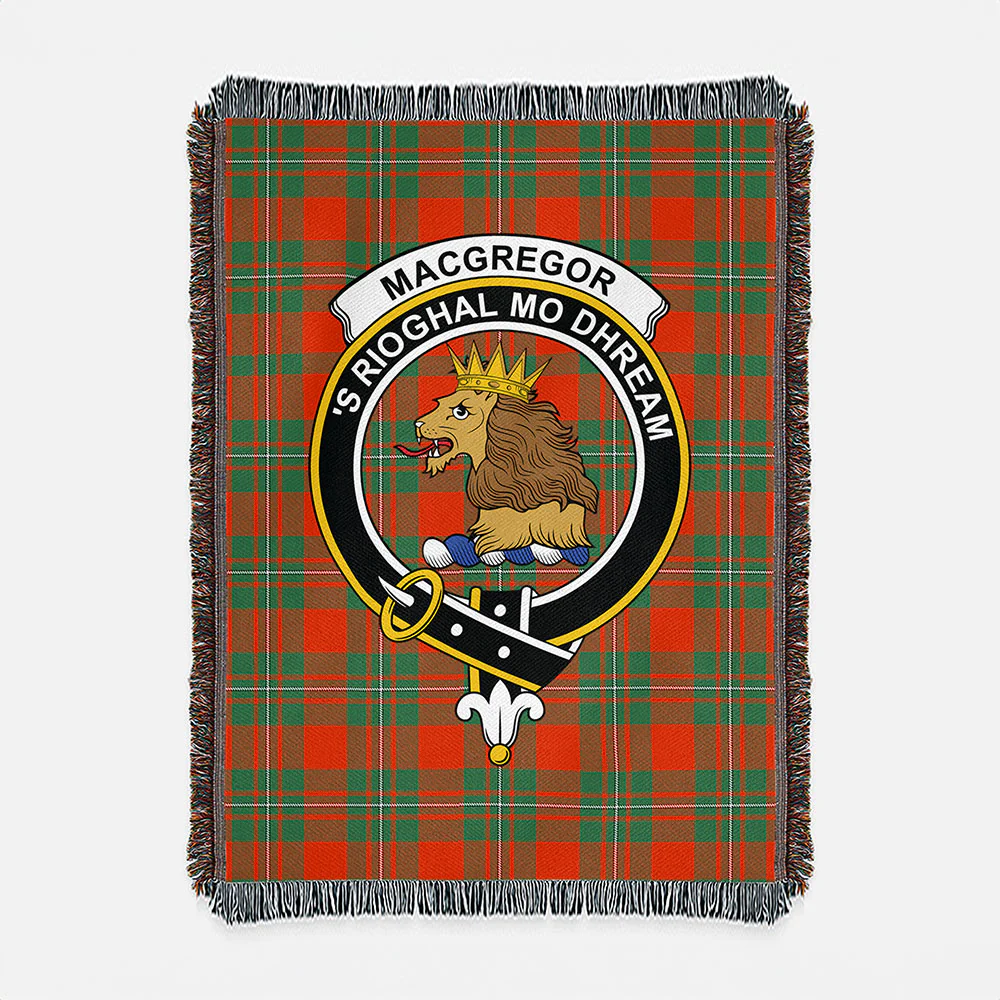 Scottish MacGregor Ancient Clan Badge Tartan Woven Blanket - Image 2