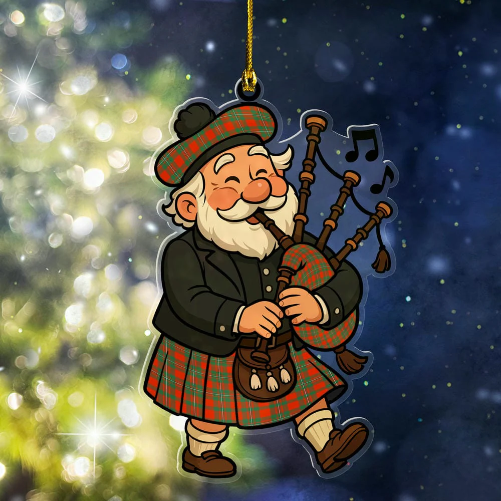 Scottish MacGregor Ancient Tartan Ornament Scottish Santa In Kilt