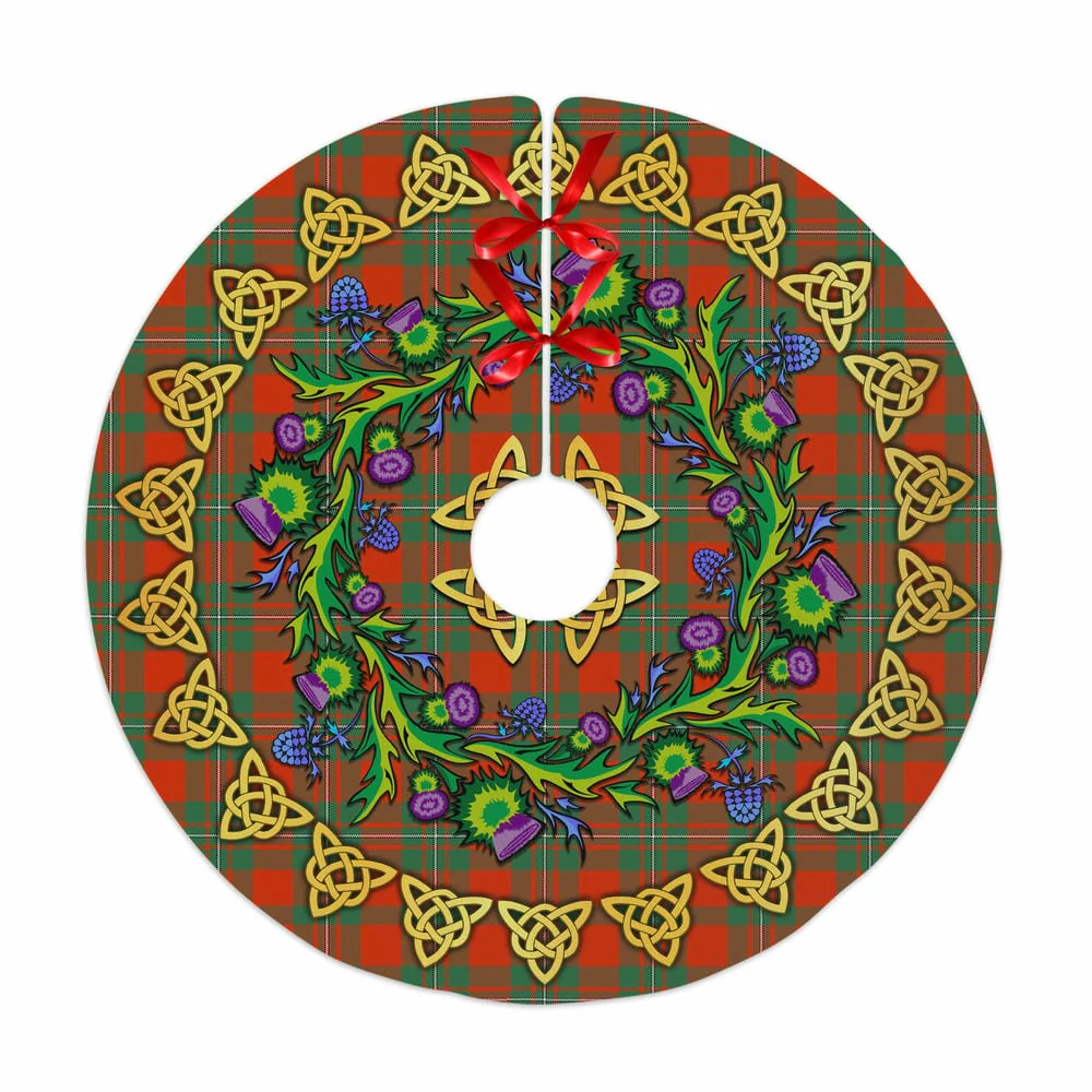 Scottish MacGregor Ancient Tartan Thistle Celtic Knot Christmas Tree Skirt