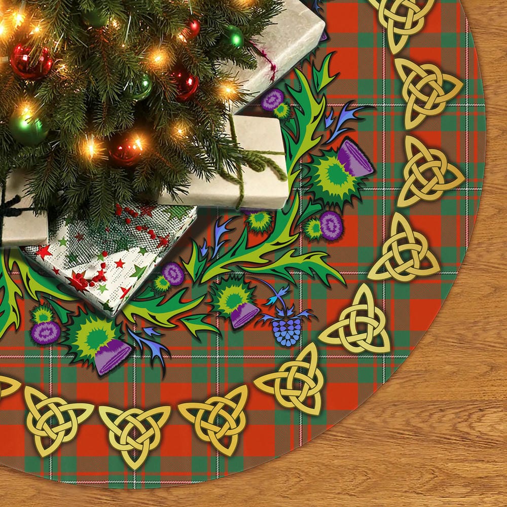 Scottish MacGregor Ancient Tartan Thistle Celtic Knot Christmas Tree Skirt - Image 2