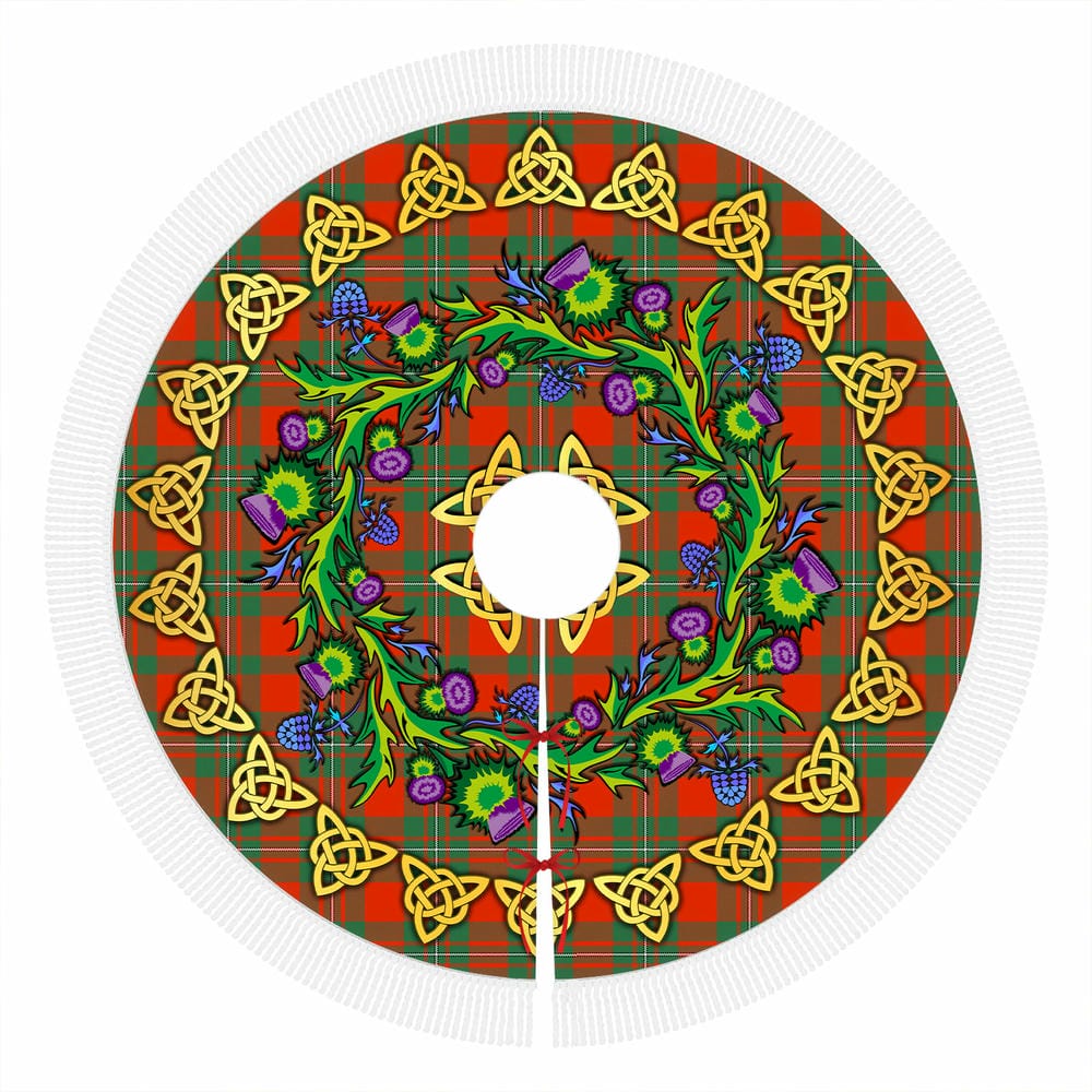 Scottish MacGregor Ancient Tartan Thistle Celtic Knot Christmas Tree Skirt - Image 4